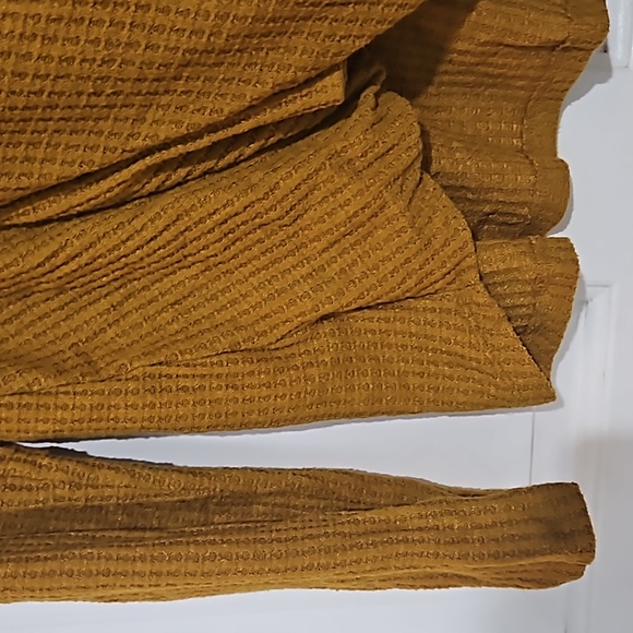 Anthropologie Akemi +Kin Mustard Yellow Wrap Sweater - Picture 5 of 7